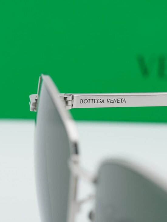 Bottega Veneta BV1237S 003 Square Sunglasses - Silver\\Green
